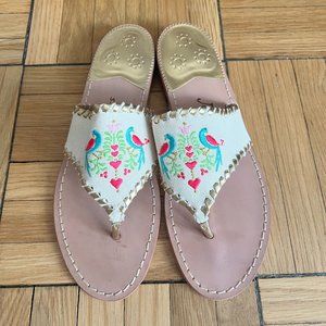NEW Jack Rogers Peacock Embroidered Sandal (Size 10)